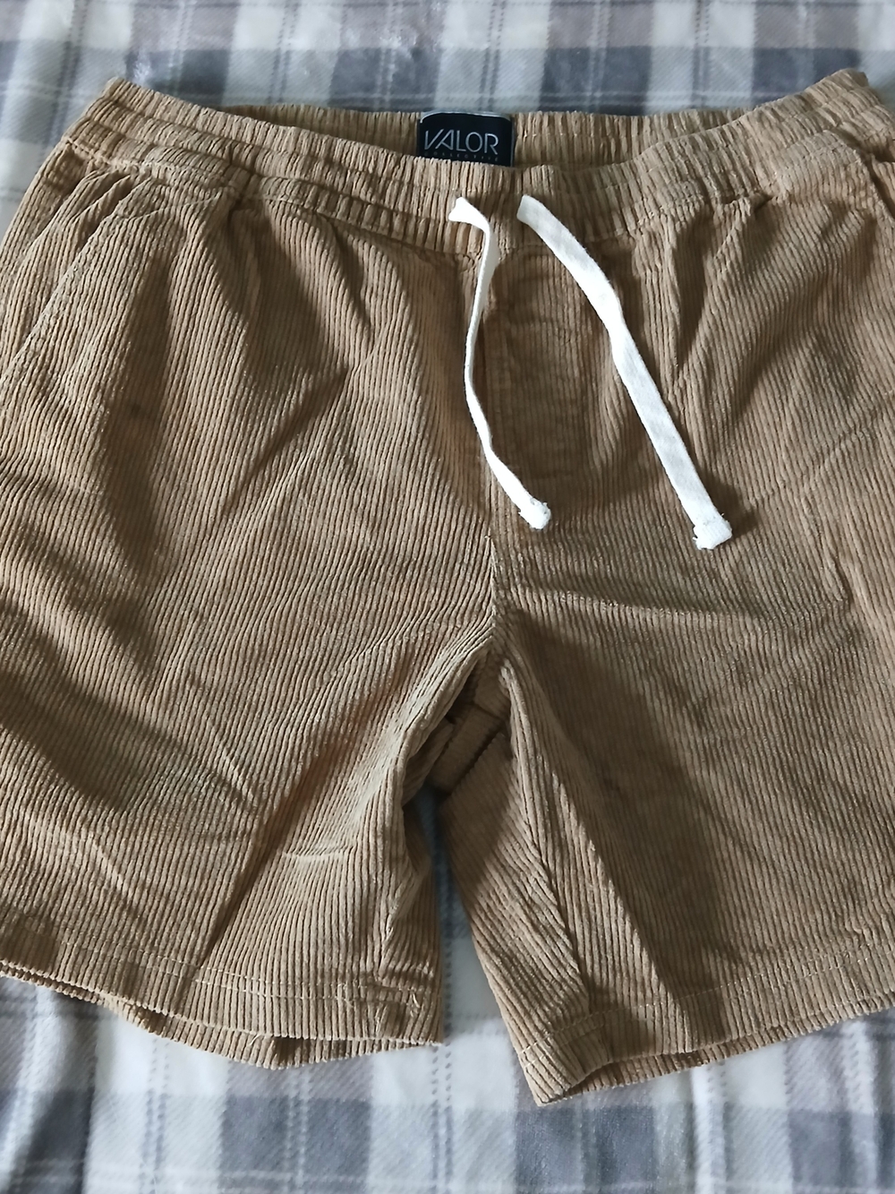 VALOR Men's Corduroy Drawstring Shorts - Camel Brown - MEDIUM